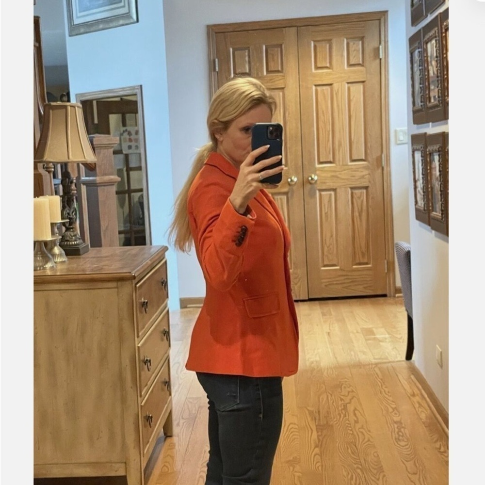 J Crew  Orange Wool Herringbone Tweed Jacket - Picture 4 of 10
